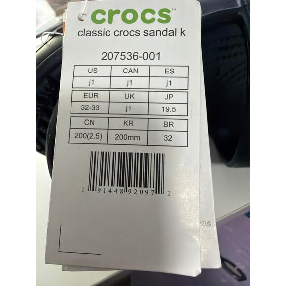 CROCS Classic Double Strap Slide Sandals Black Little Kids Size 1 New - Picture 6 of 6